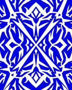 Bold Blue Geometric Symmetry Rug