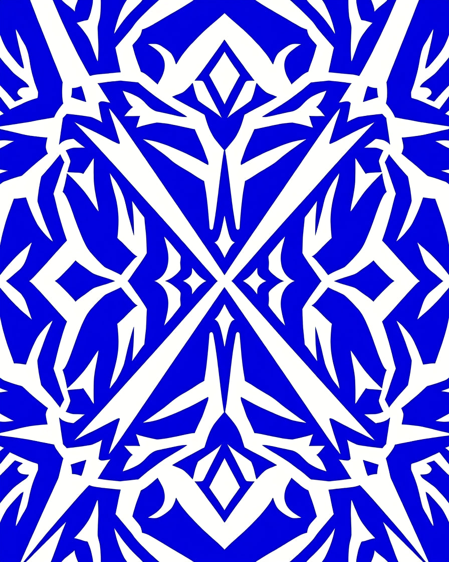 Bold Blue Geometric Symmetry Rug