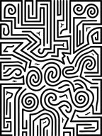 Intricate Black White Maze Pattern Rug