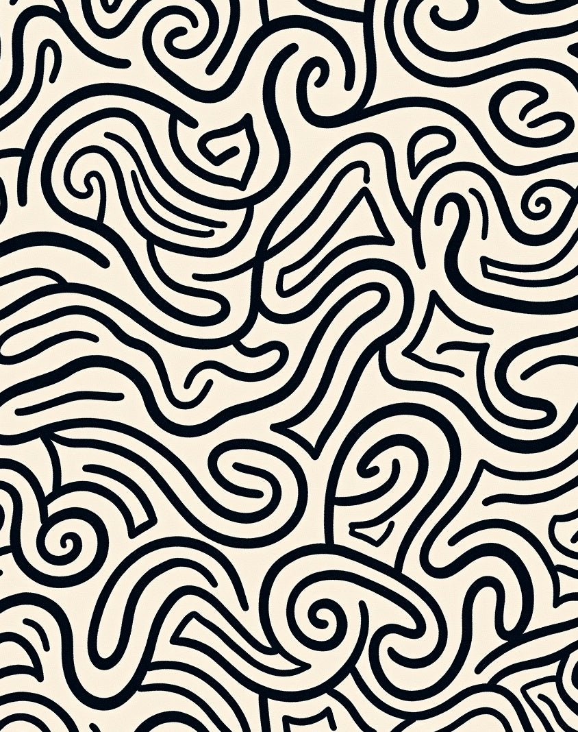 Black White Swirl Abstract Pattern Rug