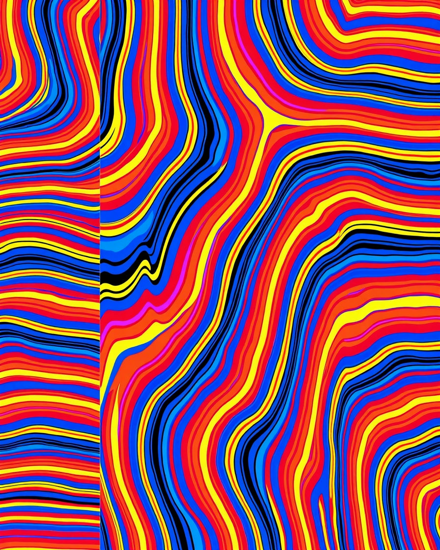 Vibrant Abstract Wavy Stripe Design Rug