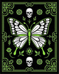 Neon Green Butterfly Skull Border Rug