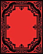 Red Black Oriental Creature Frame Rug