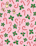 Pink Candy Cane Holly Figures Rug