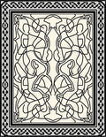 Abstract Black Cream Tangled Design Rug
