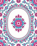 Floral Medallion Pink Teal Design Rug