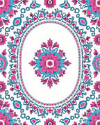 Floral Medallion Pink Teal Design Rug