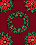 Red Poinsettia Holly Wreath Medallion Rug