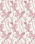 Pink Floral Vine Patterned Rug