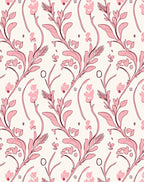 Pink Floral Vine Patterned Rug