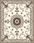 Ornate Floral Sunburst Frame Design Rug