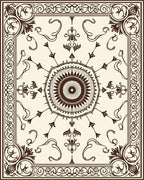 Ornate Floral Sunburst Frame Design Rug