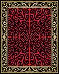 Intricate Red and Gold Scrollwork Rug