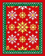 Festive Red Yellow Starburst Medallion Rug