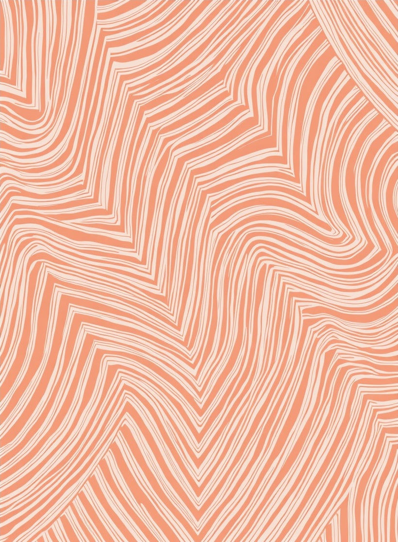Coral Cream Abstract Wave Pattern Rug