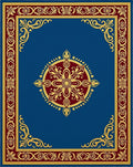 Royal Blue Gold Floral Medallion Border Rug