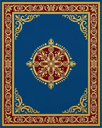 Royal Blue Gold Floral Medallion Border Rug