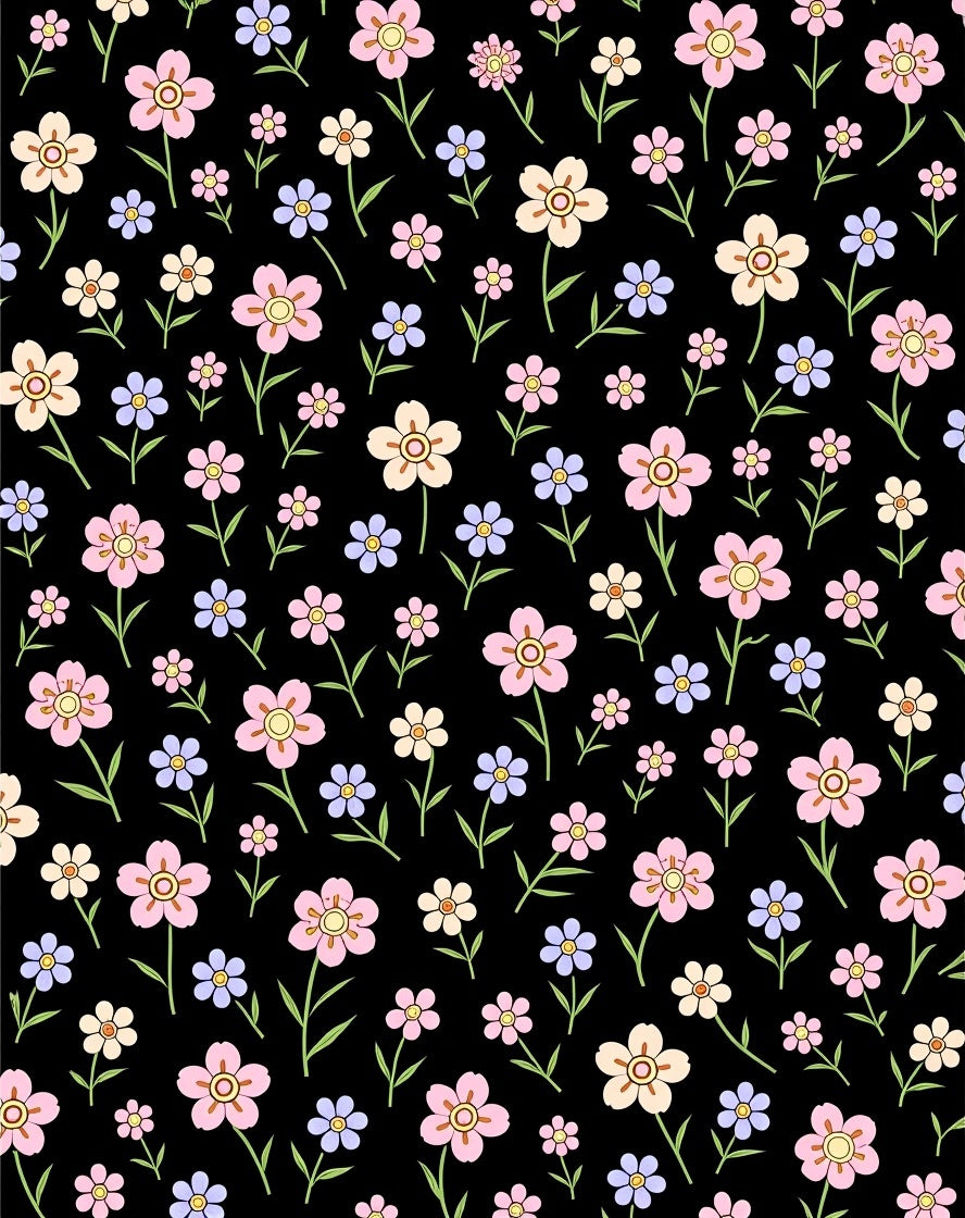 Delicate Multi Colored Flower Pattern Rug