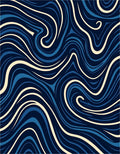 Deep Blue Cream Swirl Pattern Rug