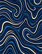 Deep Blue Cream Swirl Pattern Rug