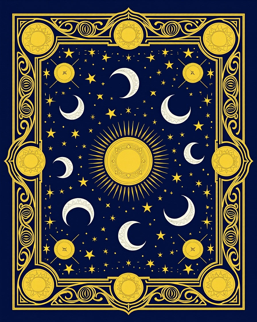 Celestial Sun and Moon Pattern Rug
