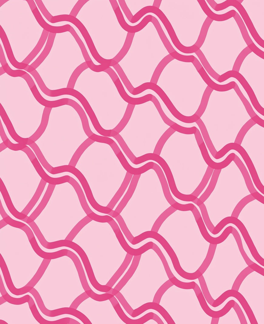 Pink Wavy Interlocking Pattern Rug