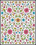 Vibrant Floral Vines Leaves Pattern Rug