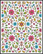 Vibrant Floral Vines Leaves Pattern Rug