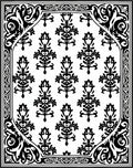 Classic Black White Damask Pattern Rug