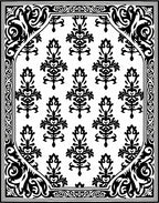 Classic Black White Damask Pattern Rug