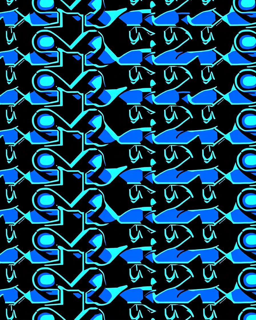 Electric Blue Geometric Pattern Rug