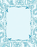 Art Nouveau Teal Swirl Botanical Design Rug