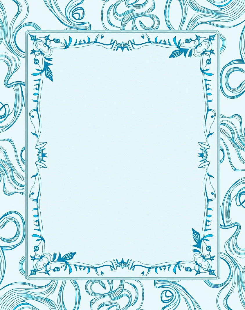Art Nouveau Teal Swirl Botanical Design Rug