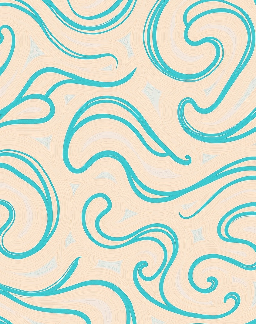 Aqua Swirl Abstract Pattern Design Rug