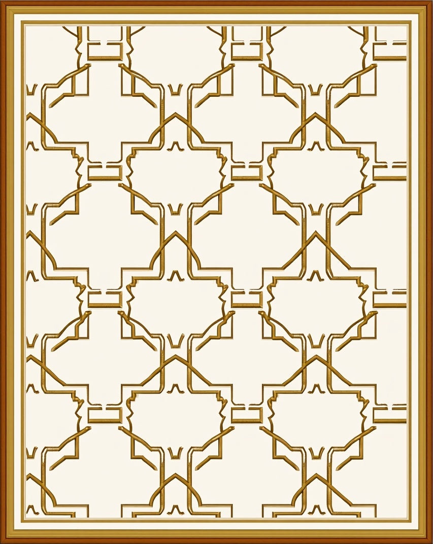 Gold Geometric Arabesque Pattern Rug