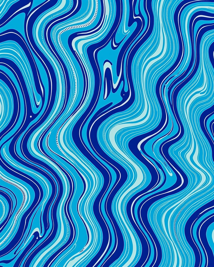 Wavy Blue Marble Pattern Rug