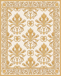 Elegant Gold Damask Scroll Pattern Rug