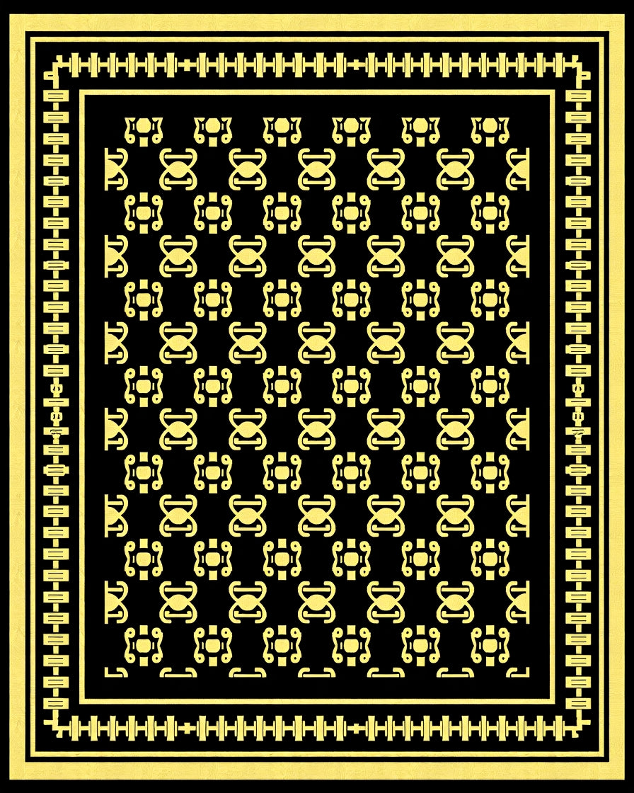 Black And Yellow Abstract Geometric Pattern Rug