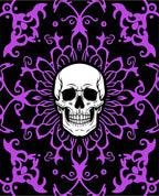 Purple Floral Skull Mandala Rug