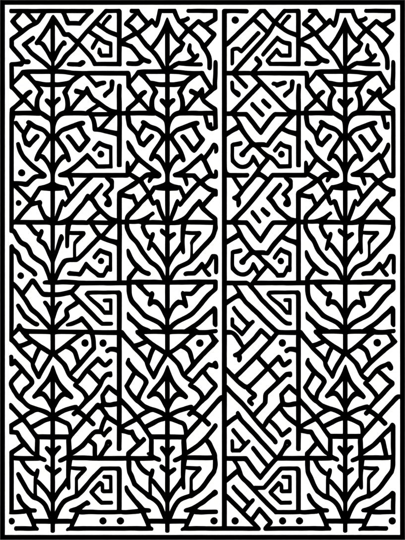 Abstract Black White Organic Pattern Rug