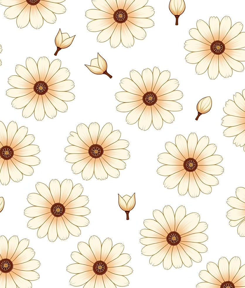 Cream Floral Pattern With Buds Rug