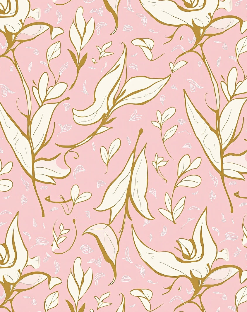 Botanical Floral Gold Outline Rug