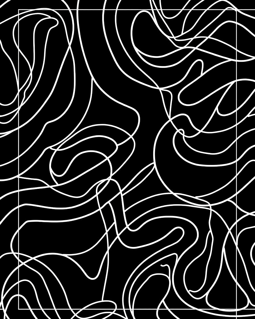Chic Black White Abstract Swirl Pattern Rug