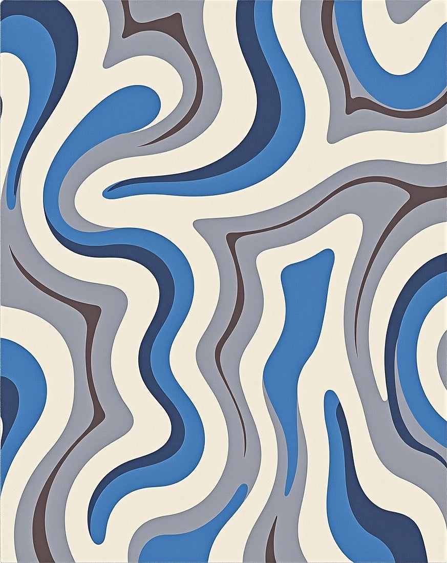 Blue Gray Wavy Abstract Rug