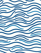 Cool Blue Wave Pattern Design Rug