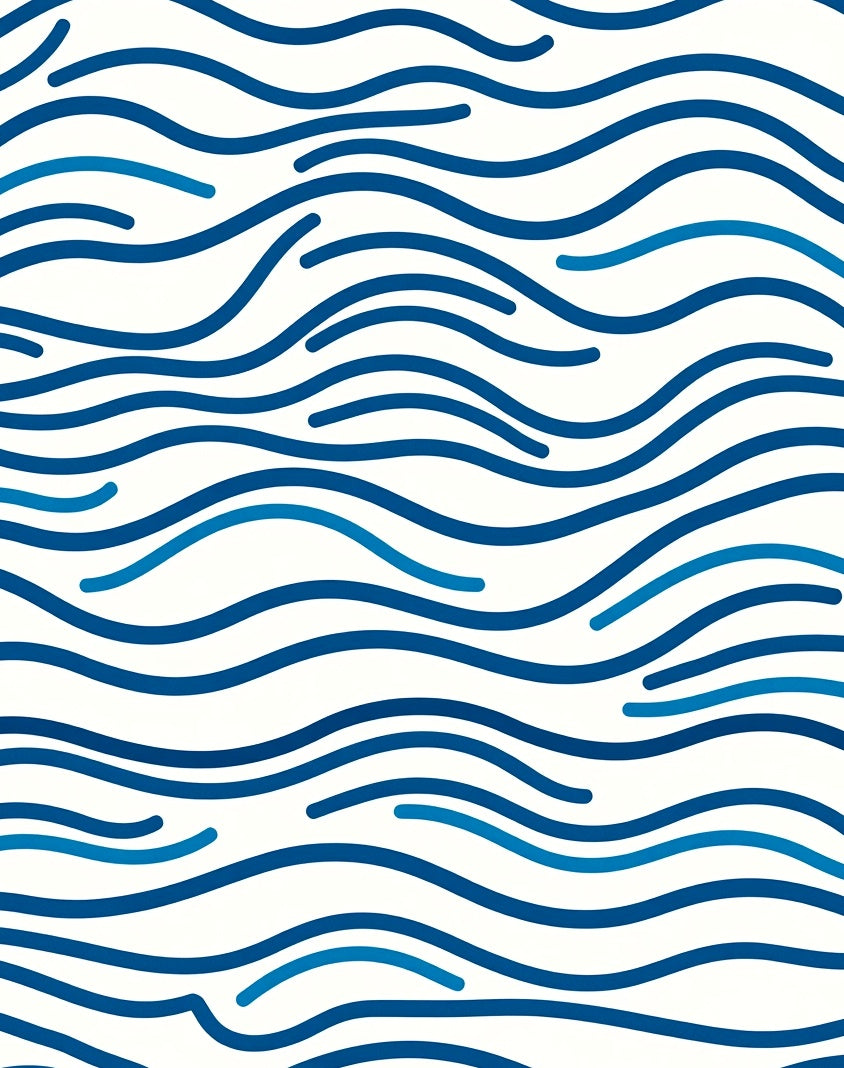 Cool Blue Wave Pattern Design Rug