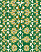Golden Daisy Floral Geometric Pattern Rug