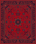Rich Red Floral Scrollwork Design Rug