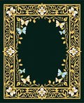 Ornate Floral Garden Butterfly Border Rug