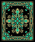 Black Teal Gold Baroque Medallion Rug